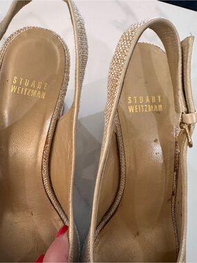 Stuart Weitzman raffia wedge slingback heels